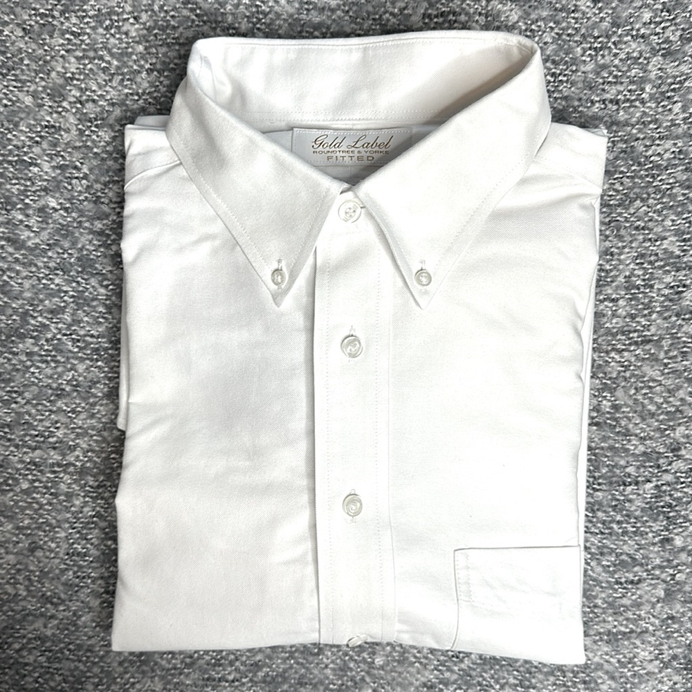 Roundtree & Yorke Gold Label White 16/33 Button Down Collar Long Sleeve Shirt